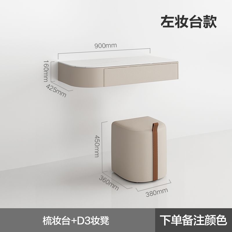 輕奢轉角梳妝檯書桌一體現代簡約ins風壁掛式懸空臥室鏡子化妝桌