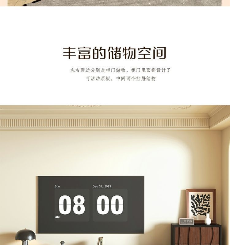 中古風小戶型電視櫃復古落地電視機櫃靠牆一體儲物家用收納櫃邊櫃