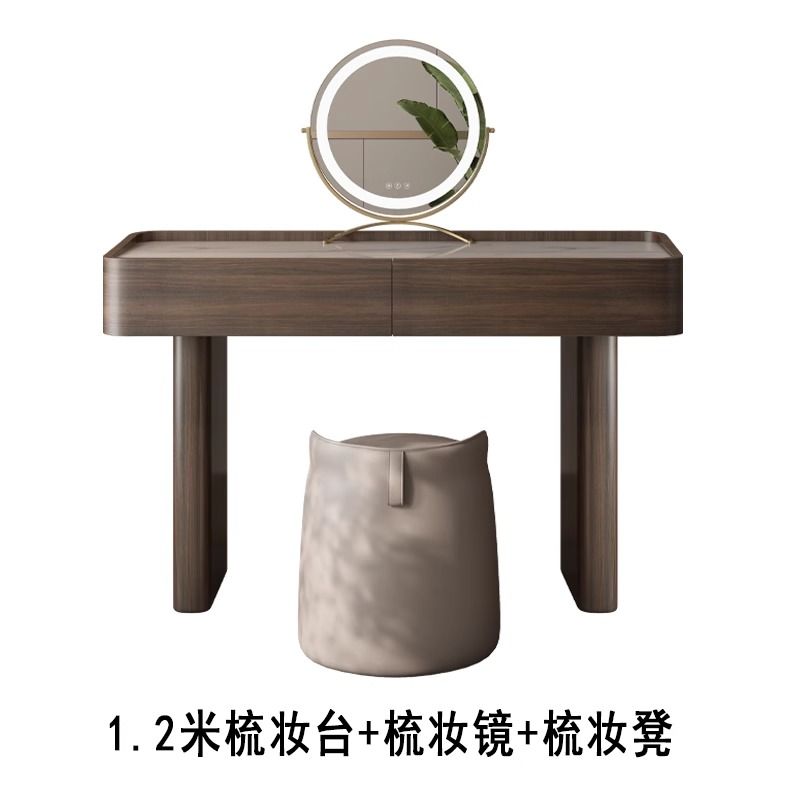 高端意式極簡收納鬥櫃梳妝檯一體高端意式極簡主臥室伸縮化妝桌子