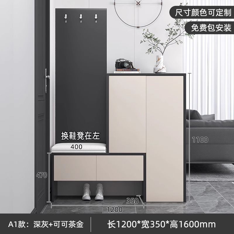 鞋櫃輕奢進門玄關櫃帶換鞋凳家用門口客廳現代簡約定製儲物收納櫃