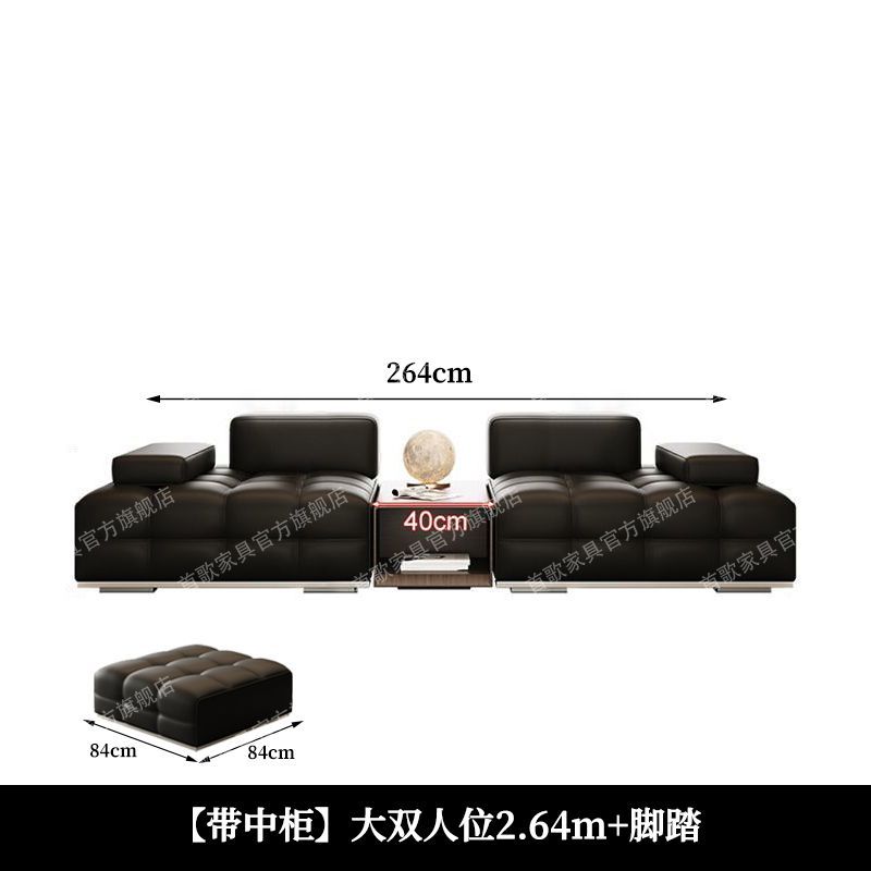 2025新款勞倫斯真皮輕奢意式極簡客廳設計師別墅大小戶型皮藝沙發
