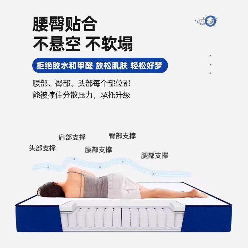 藍色記憶棉卷包盒子真空壓縮榻榻米彈簧牀墊加厚家用臥室席夢思墊