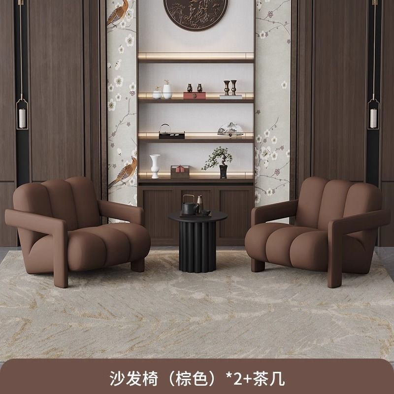 輕奢單人沙發椅售樓處酒店民宿前臺會客休息區美容院網紅單椅組合