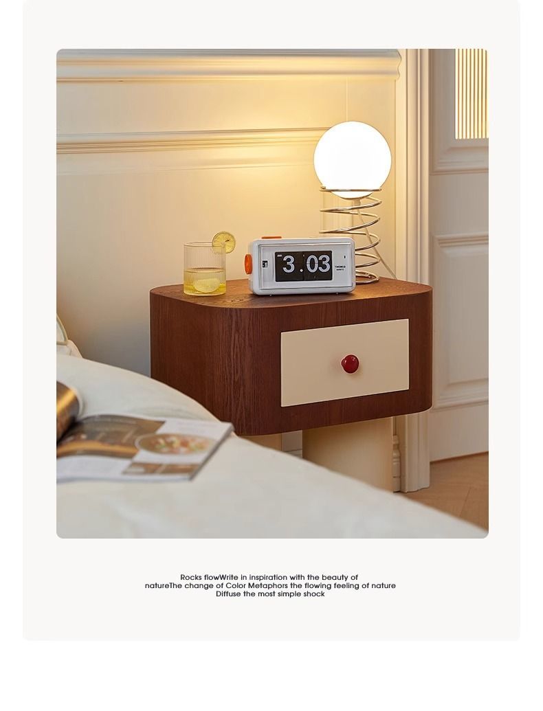 兒童牀頭櫃可愛牀邊櫃網紅現代ins風圓形儲物角櫃輕奢風卡通邊幾