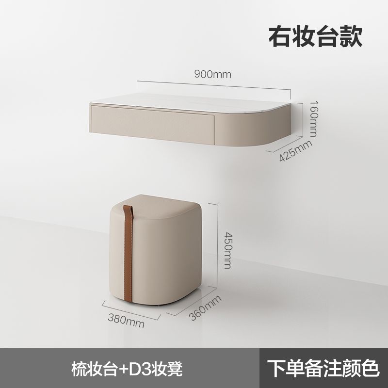 輕奢轉角梳妝檯書桌一體現代簡約ins風壁掛式懸空臥室鏡子化妝桌