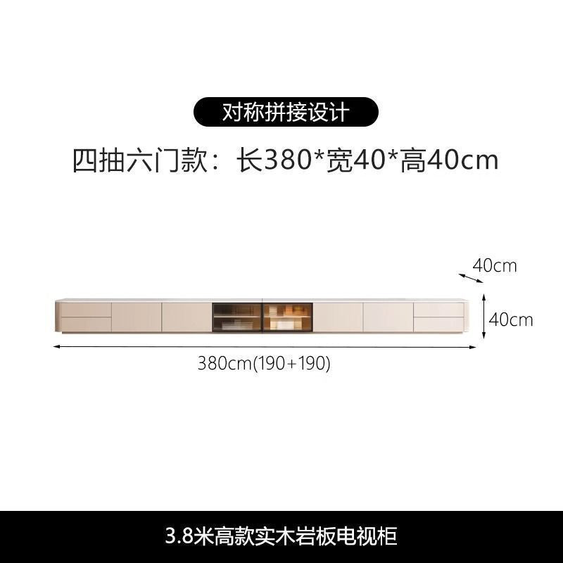 實木落地高款電視櫃法式輕奢高級感巖板地臺新款現代簡約客廳地櫃