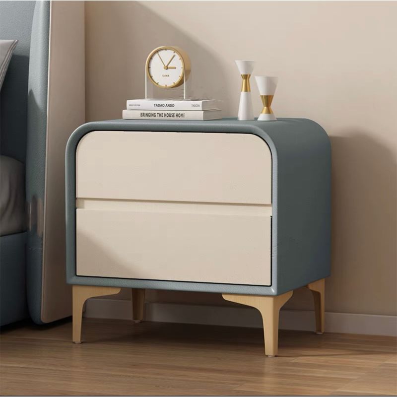 2023年新款收納簡約現代兒童牀頭櫃軟包奶油風免安裝牀頭櫃家用
