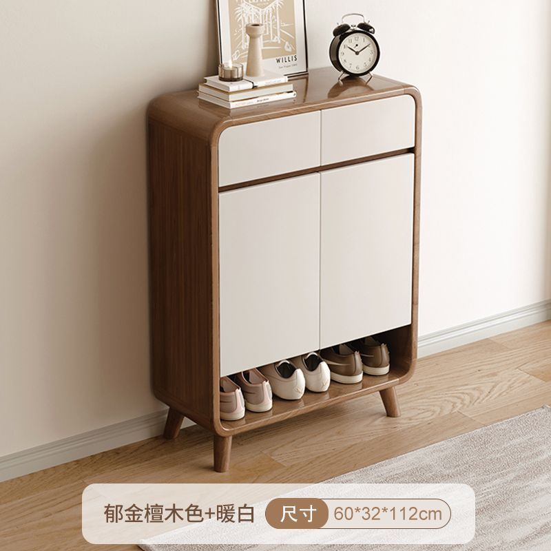 奶油風入戶鞋櫃家用門口進門玄關2025新款收納櫃一體靠牆白色鞋架