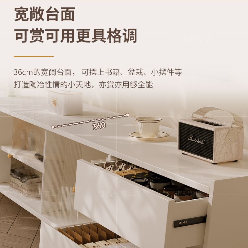 法式奶油風高腳實木電視櫃感家用儲物櫃臥室客廳小戶型可定製