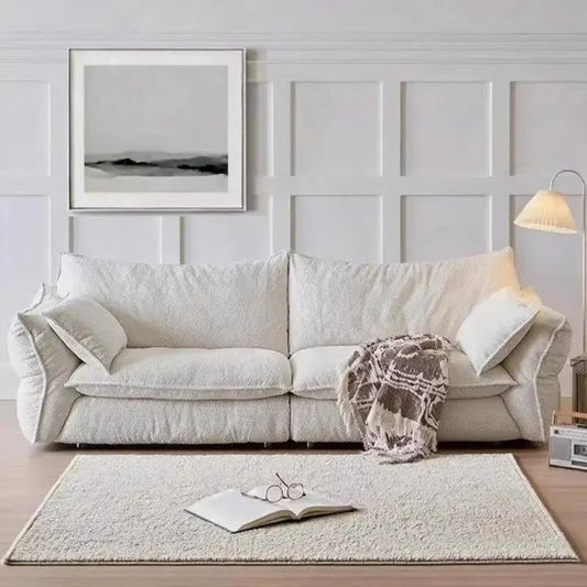 雪尼爾格拉朵沙發可拆洗輕奢高級感奶油風小戶型家用直排布藝沙發