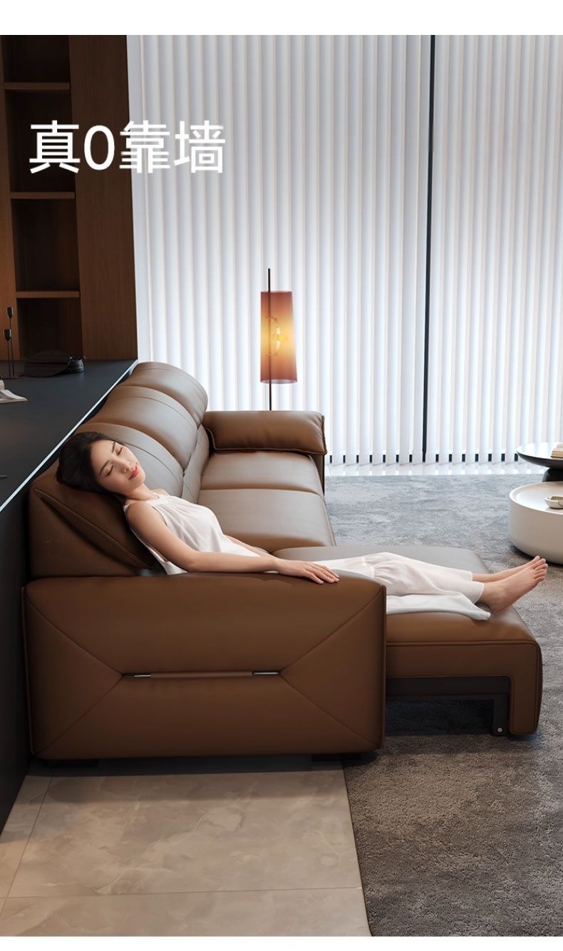 Elephant Ear Electric Wall-Hugging Eco-Leather Sofa, Minimalist Italian Modern Living Room Retractable Sofa Bed