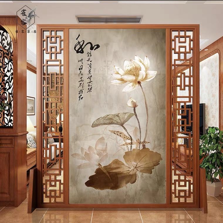 屏風隔斷裝飾客廳現代簡約小戶型玄關新中式實木隔斷牆屏風座屏