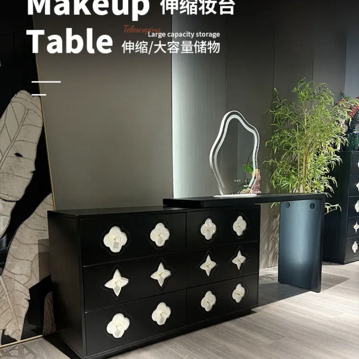復古風鬥櫃主臥梳妝檯意式極簡置物高級家用房間奢侈鬥櫃妝臺一體