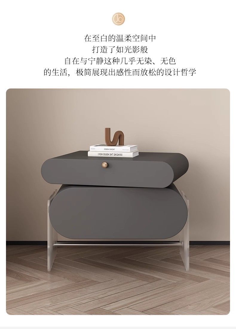 亞克力牀頭櫃簡約現代奶油風迷你收納牀邊櫃懸浮牀收納櫃小型傢俱