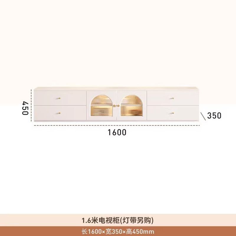 奶油風小戶型茶几電視櫃組合客廳鬥櫃家用法式輕奢定製玻璃落地櫃
