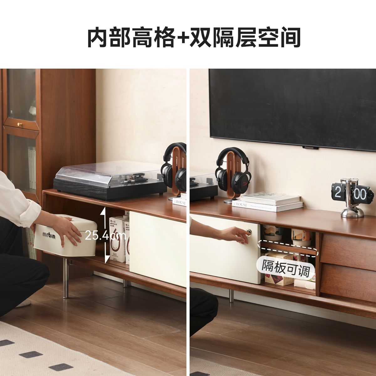 復古實木電視櫃包豪斯儲物地櫃北歐收納櫃家用客廳中古風電視機櫃