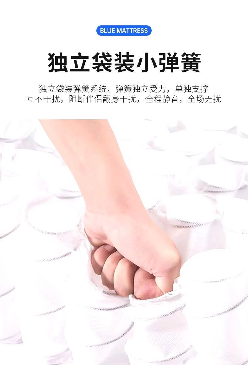 海馬藍色兒童9公分牀墊盒子壓縮捲包乳膠席夢思12CM獨立袋裝彈簧
