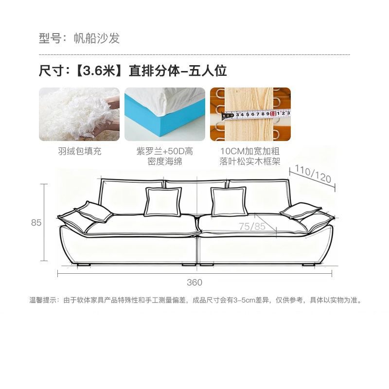 帆船沙發法式復古客廳小戶型羽絨網紅超寬大坐深懶人直排布藝沙發