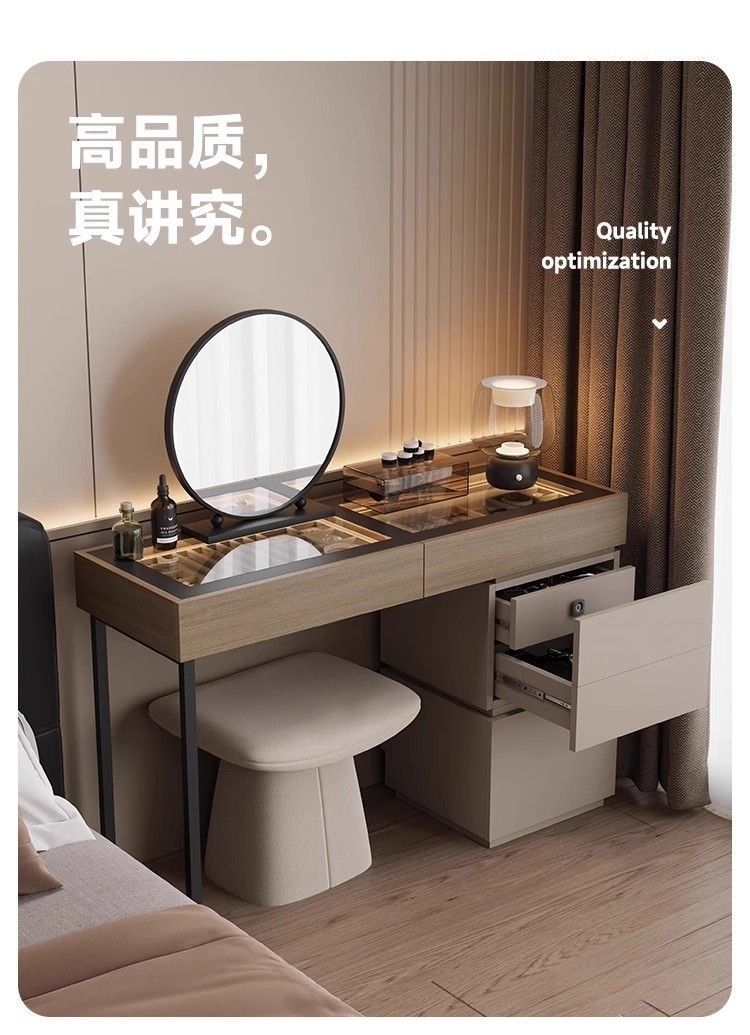 牀頭實木化妝桌梳妝檯2025新款小戶型現代臥室簡約鬥櫃收納櫃一體