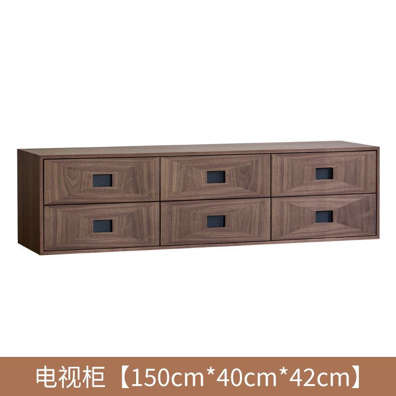 中古風電視櫃黑胡桃木色實木電視機櫃侘寂風家用儲物櫃子復古地櫃