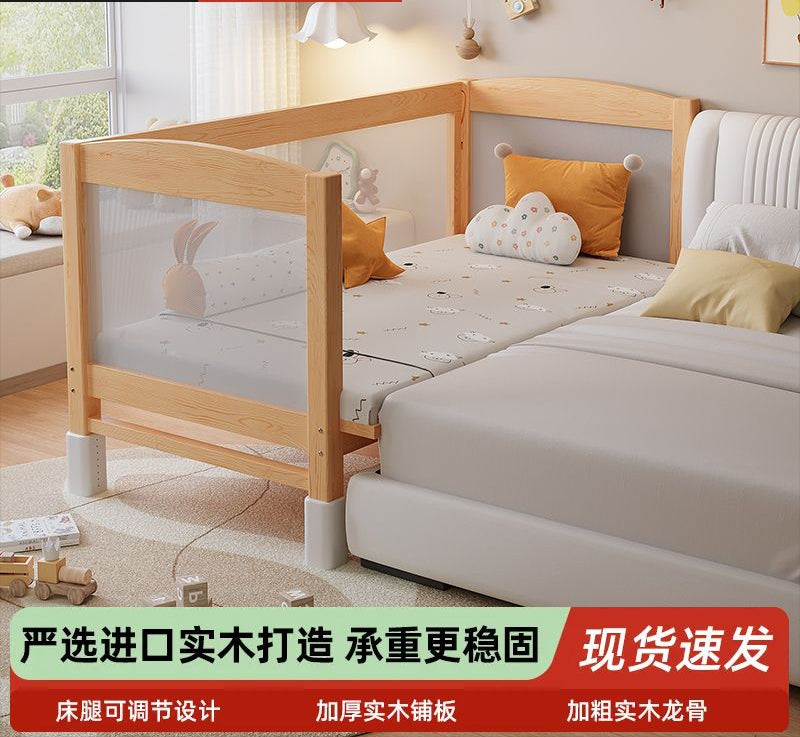儿童拼接实木加高护栏小床婴儿床男孩小孩女孩床边加宽大床定制