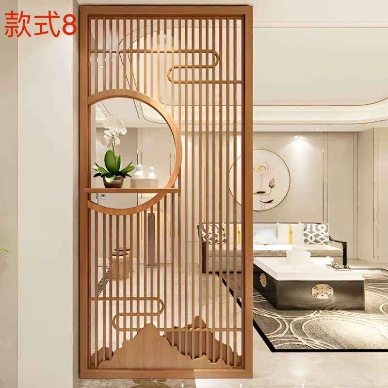 新中式實木屏風隔斷客廳入戶玄關進門遮擋座屏福字雕花福祿浮雕