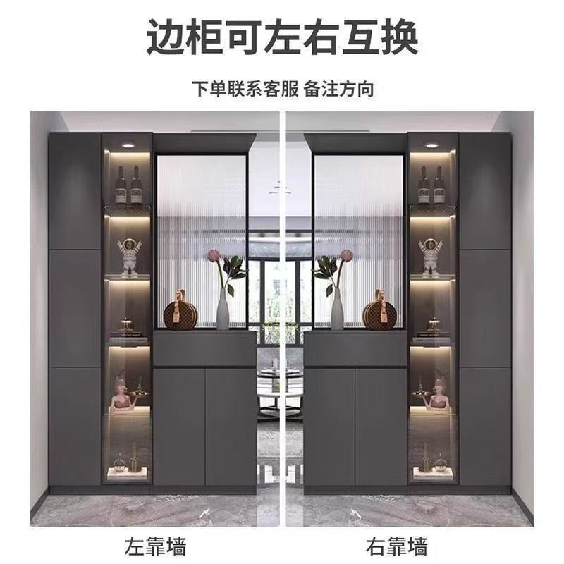 實木入戶玄關櫃鞋櫃簡約一體家用輕奢酒櫃現代屏風靠牆玻璃隔斷櫃
