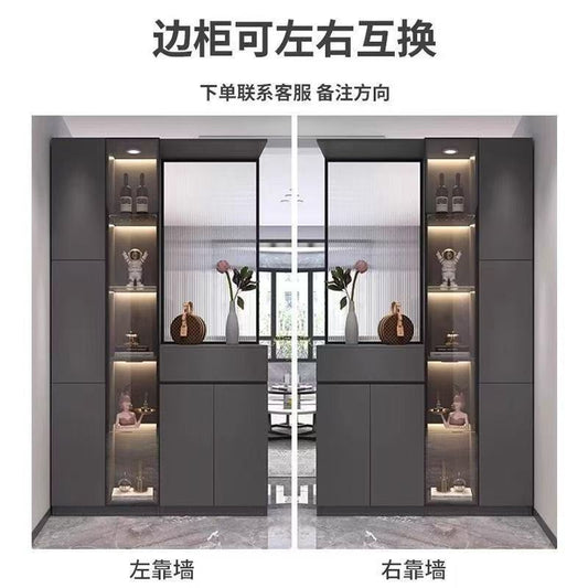 實木入戶玄關櫃鞋櫃簡約一體家用輕奢酒櫃現代屏風靠牆玻璃隔斷櫃