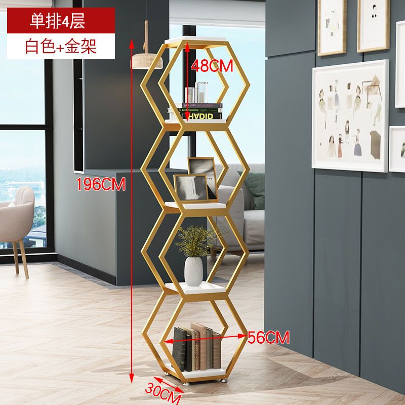 铁艺隔断置物架创意六边形组合架办公室屏风落地式多层书架博古架