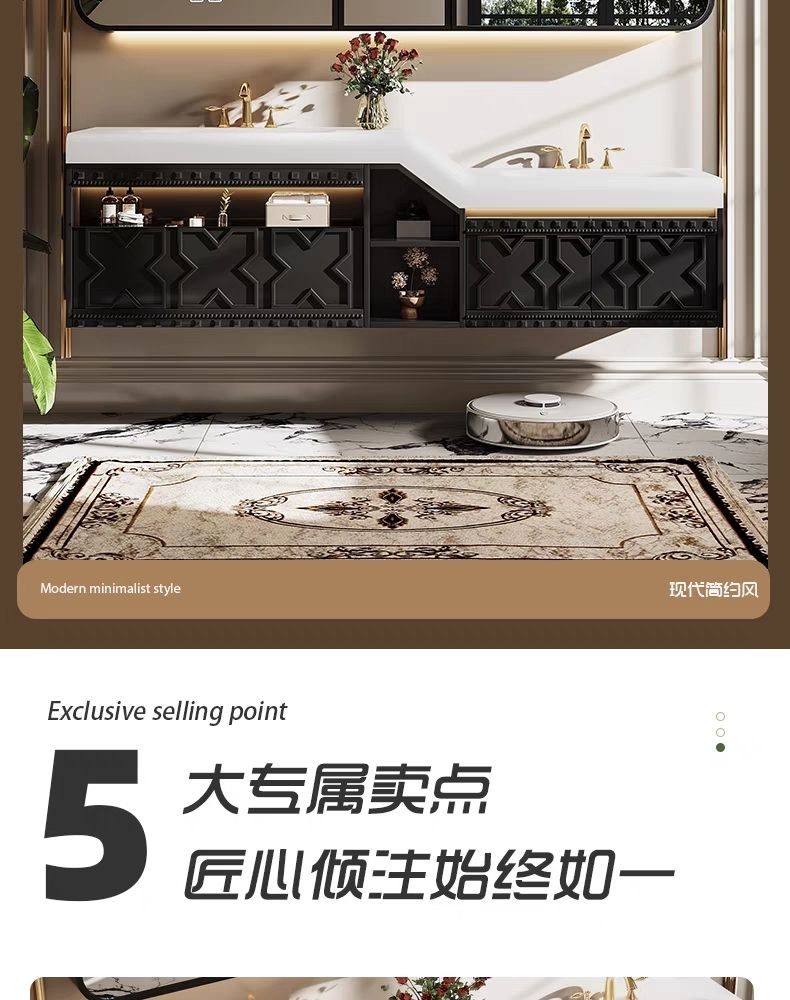 橡木雙盆法式復古浴室櫃組合衛生間子母高低櫃洗漱臺洗手盆可麗耐
