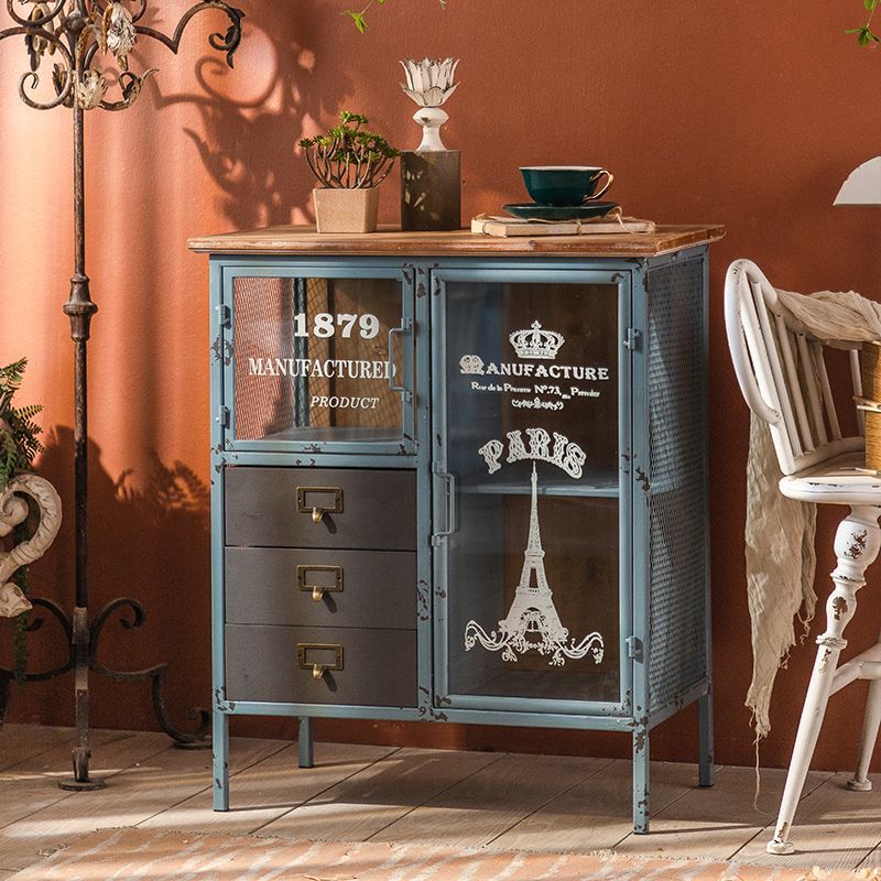 美式創意牀頭櫃工業風鐵藝做舊臥室家用電視旁沙發客廳邊櫃置物櫃