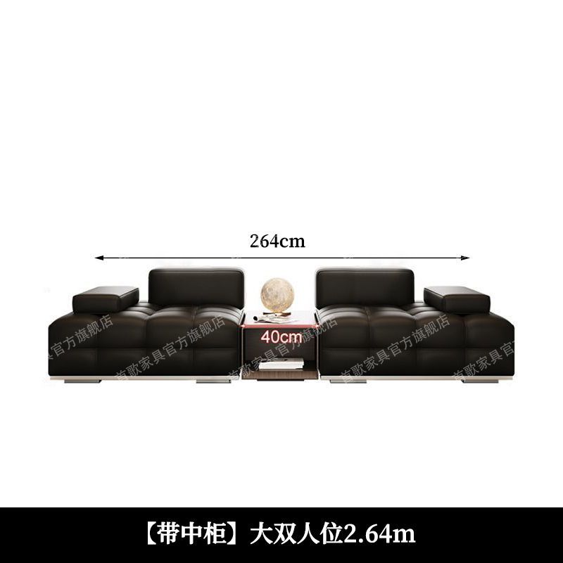 2025新款勞倫斯真皮輕奢意式極簡客廳設計師別墅大小戶型皮藝沙發