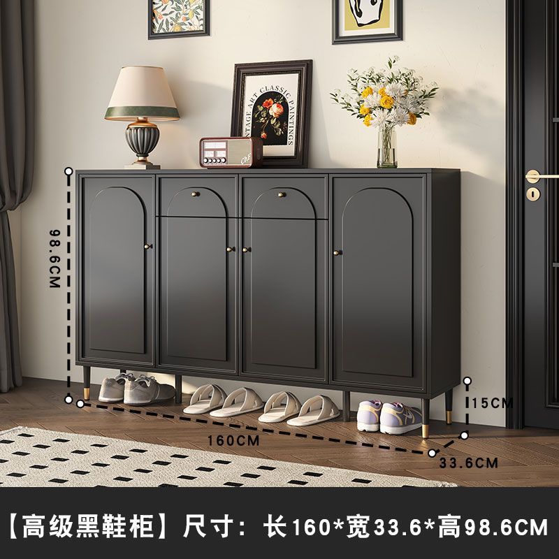 法式現代簡約黑色鞋櫃家用門口大容量入戶玄關一體儲物櫃收納新款