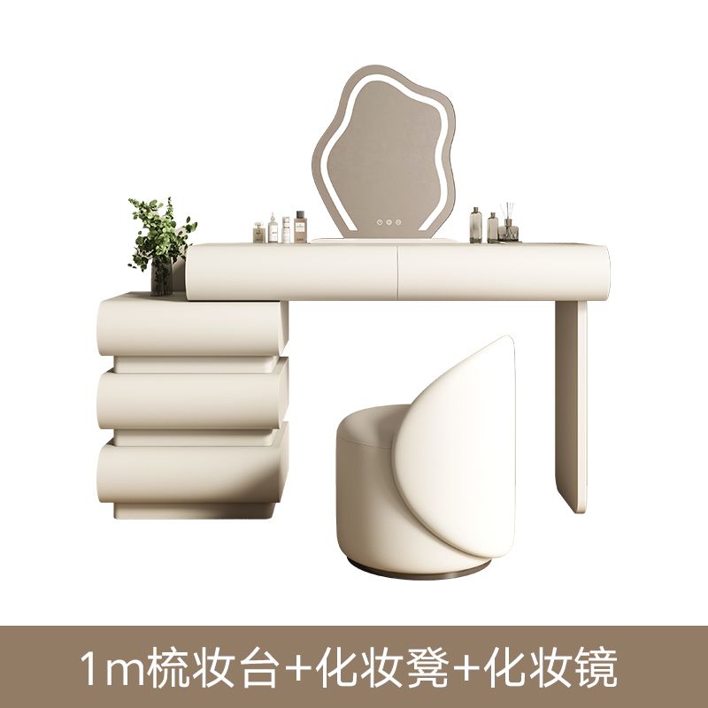 奶油風梳妝檯鬥櫃一體小戶型簡約現代臥室化妝桌輕奢ins風化妝臺