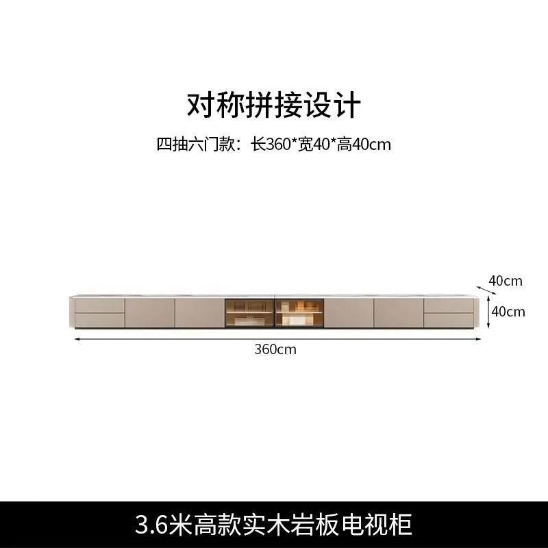 輕奢實木電視櫃簡約現代巖板客廳家用地臺地櫃意式極簡玻璃影視櫃