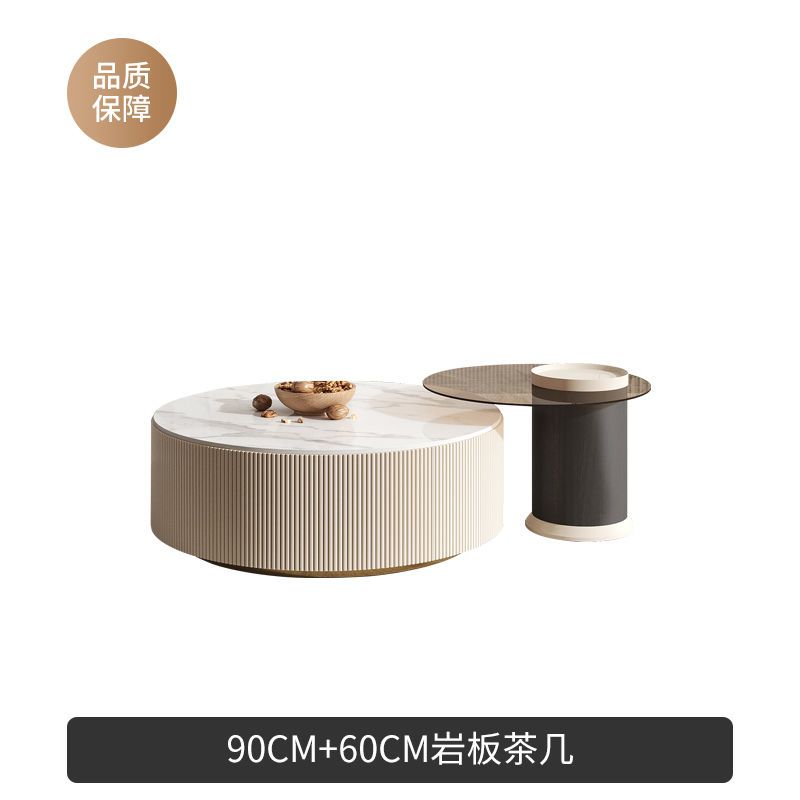 輕奢巖板電視櫃現代簡約客廳2022年新款小戶型網紅圓茶几地櫃組合