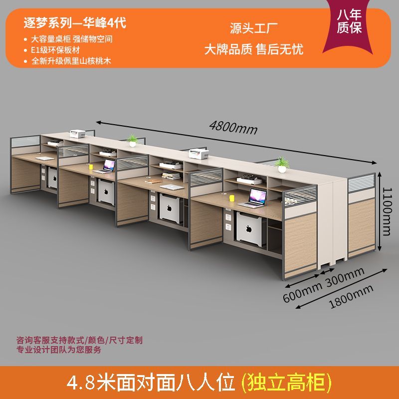 屏风职员财务办公桌椅办公室简约现代4/6/8人职员桌主管桌带高柜