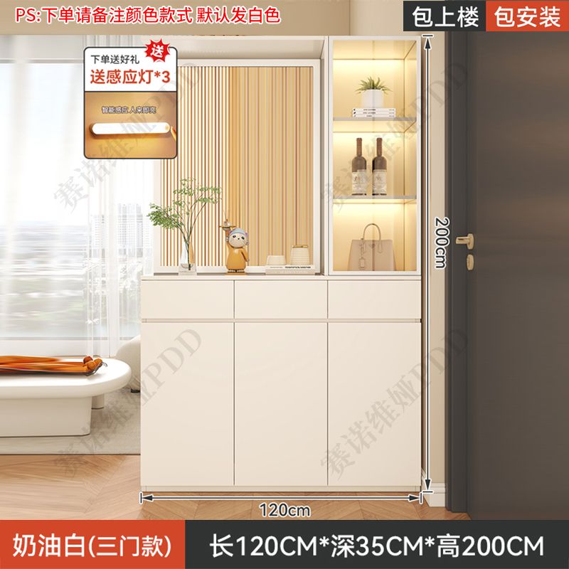 實木鞋櫃入戶正對門口屏風隔斷客廳遮擋儲物玄關櫃輕奢靠牆置物櫃