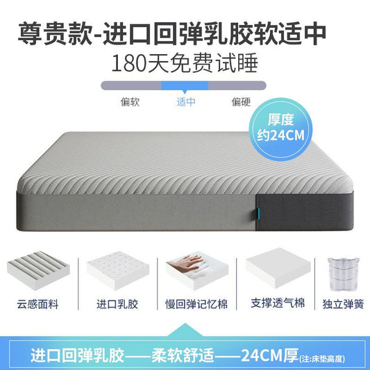 YageRsi真空壓縮1.8天然乳膠牀墊獨立彈簧席夢思捲包藍色記憶棉盒
