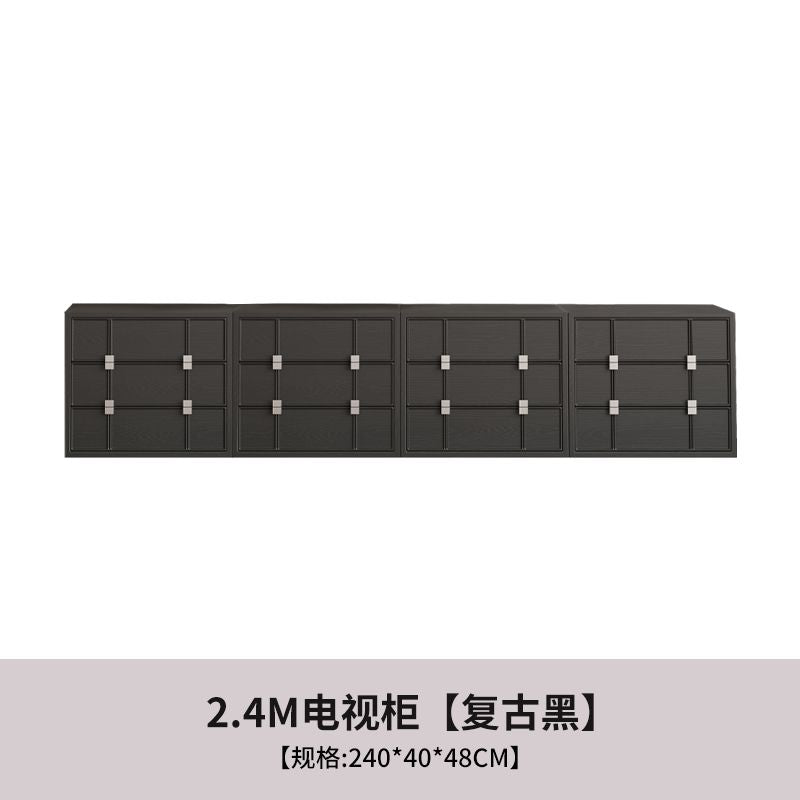 白蠟木棋盤格實木模塊櫃中古現代簡約鬥櫃餐邊儲物牀頭客廳櫃組合