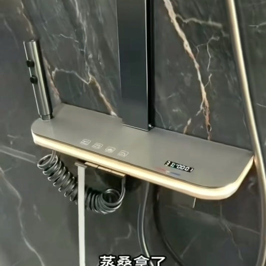奶油白色淋浴沐浴花灑氛圍套裝鋼琴恆溫數顯增壓家用浴室