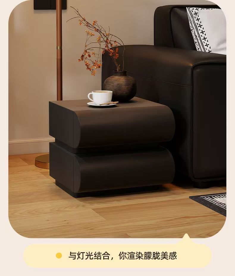 網紅奶油風全實木牀頭櫃臥室家用牀邊櫃2025新款意式牀頭櫃收納櫃