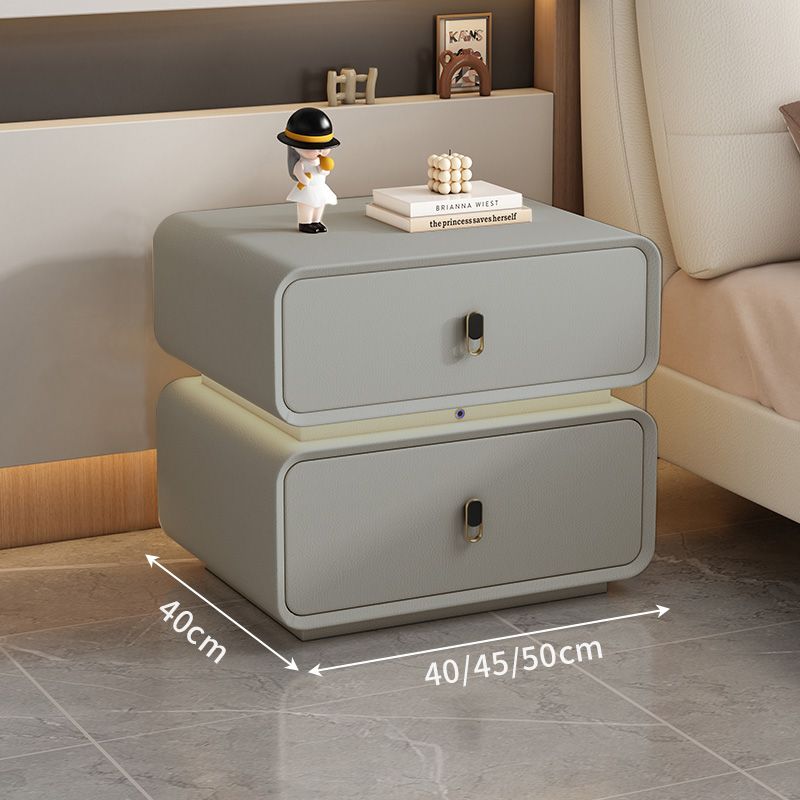 高級實木輕奢簡約奶油現代家用皮質臥室免安裝整裝小型收納牀頭櫃