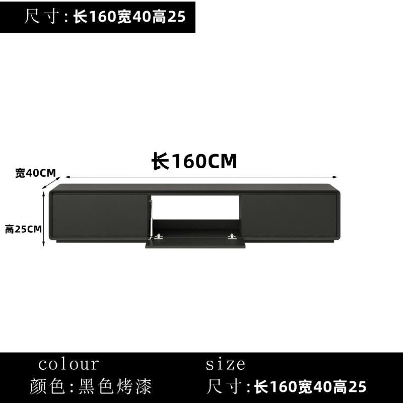 意式輕奢實木電視櫃組合 小戶型客廳黑色烤漆電視櫃中間鏤空背部