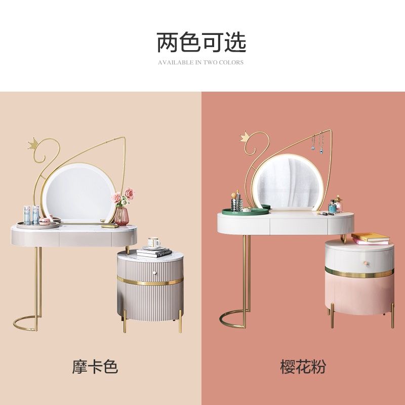 輕奢創意天鵝梳妝檯北歐簡約小戶型網紅ins臥室帶燈化妝桌收納