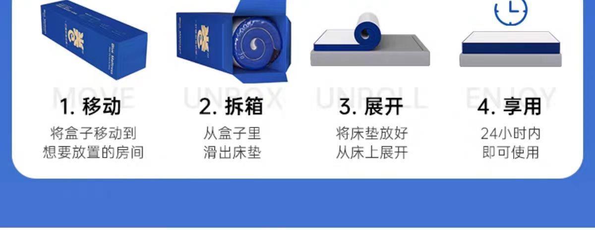小藍盒壓縮捲包盒子牀墊記憶棉家用彈簧乳膠席夢思厚軟硬家用加厚