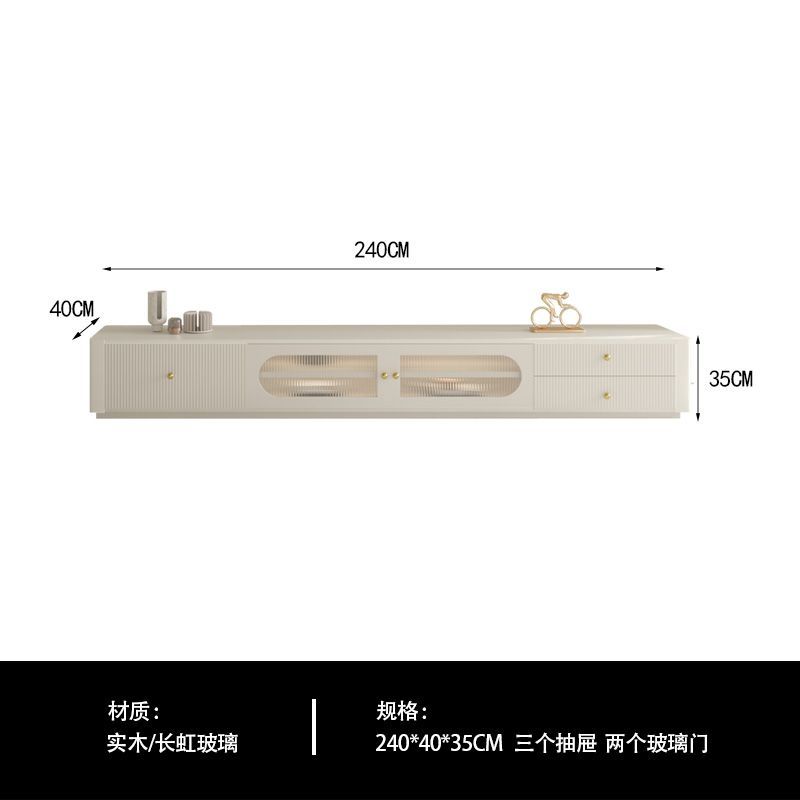 奶油風懸空電視櫃白色現代簡約實木小戶型懸掛式懸浮茶几電視機櫃