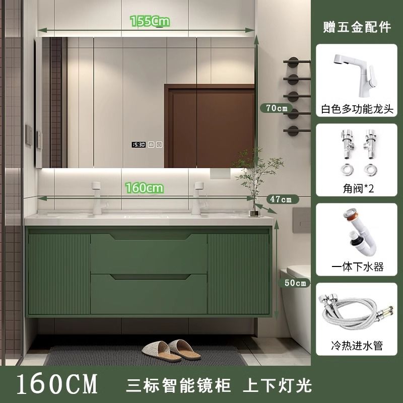 蜂衛浴橡木浴室櫃雙盆陶瓷一體盆衛生間雙人洗漱臺洗手盆櫃定製