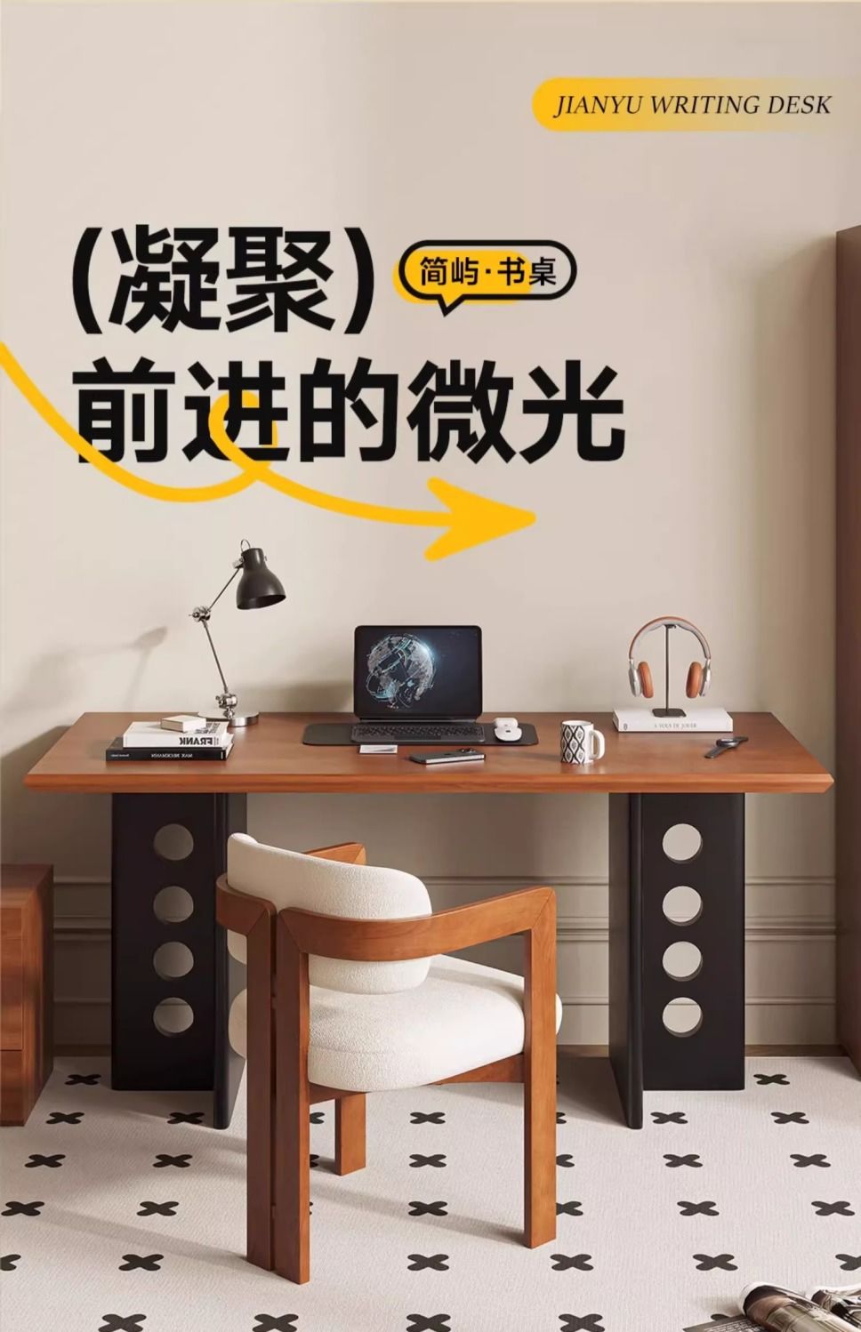 復古實木書桌家用電腦桌子北歐簡約小戶型辦公寫字檯組裝