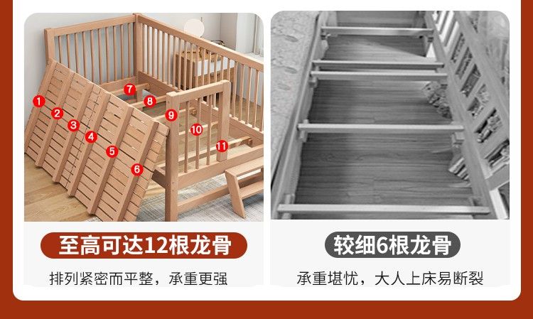 傲樂斯櫸木兒童拼接牀護欄可升降大人可睡牀邊牀加寬牀神器可定做